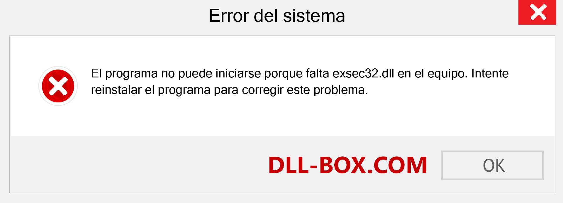 ¿Falta el archivo exsec32.dll ?. Descargar para Windows 7, 8, 10 - Corregir exsec32 dll Missing Error en Windows, fotos, imágenes